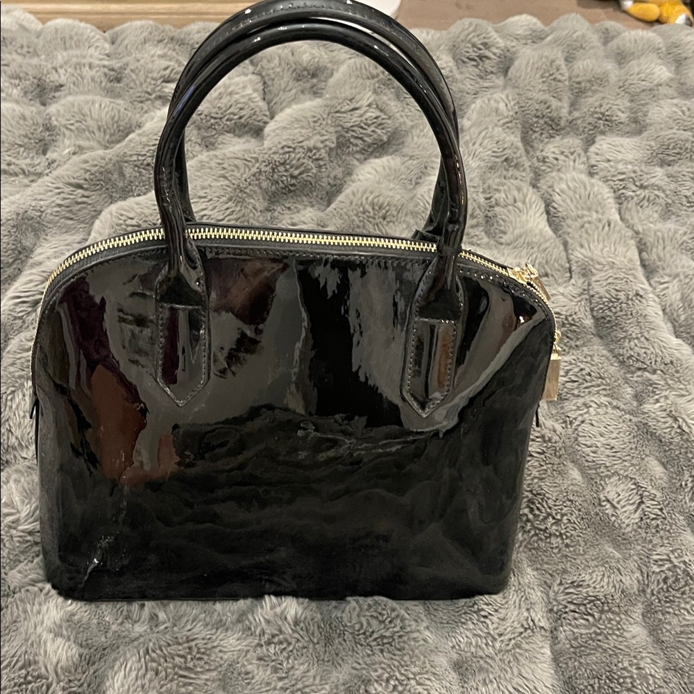 Glossy Black Satchel Bag